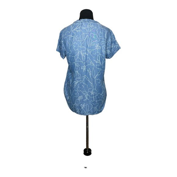 Cloth & Stone chambray floral v neck short sleeves top size XS - Picture 11 of 11